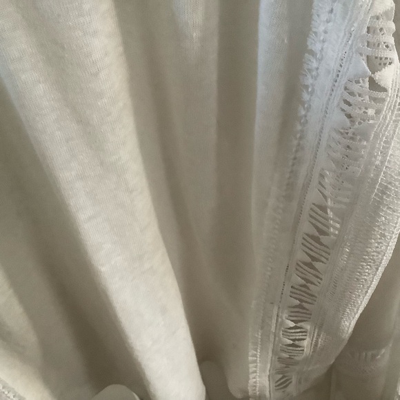 INK womens white long sleeve lace inset peasant top lined blend sz small - Picture 6 of 9